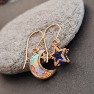 Csillag - hold fülbevaló - Meska.hu