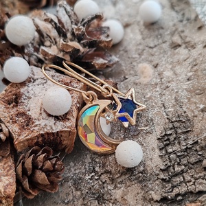 Csillag - hold fülbevaló - ékszer - fülbevaló - lógó fülbevaló - Meska.hu