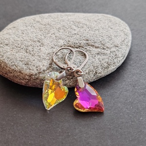 Kristályszív fülbevaló - ékszer - fülbevaló - lógó fülbevaló - Meska.hu