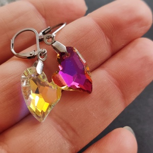 Kristályszív fülbevaló - ékszer - fülbevaló - lógó fülbevaló - Meska.hu