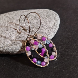 Színes achát fülbevaló  - ékszer - fülbevaló - lógó fülbevaló - Meska.hu