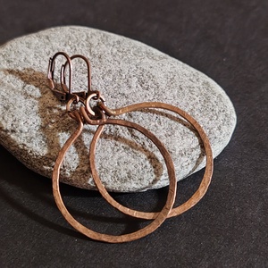 Vörösréz karika fülbevaló , Ékszer, Fülbevaló, Lógó fülbevaló, Ékszerkészítés, Fémmegmunkálás, MESKA