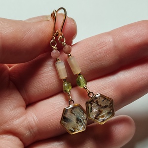 Turmalin - holdkő - peridot fülbevaló  - ékszer - fülbevaló - lógó fülbevaló - Meska.hu