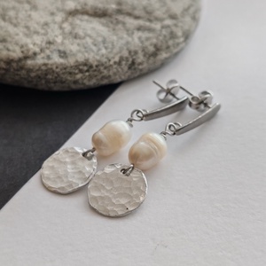 Édesvízi tenyésztett gyöngy fülbevaló, Ékszer, Fülbevaló, Lógó fülbevaló, Ékszerkészítés, Fémmegmunkálás, MESKA