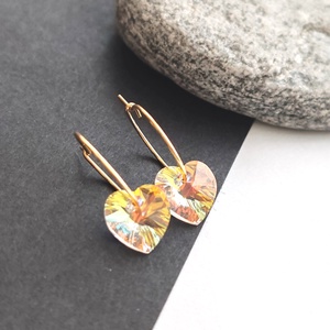 Kristályszív... acél fülbevaló - ékszer - fülbevaló - lógó fülbevaló - Meska.hu