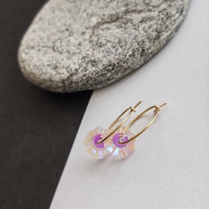 Kristályvirág... acél fülbevaló, Ékszer, Fülbevaló, Lógó fülbevaló, Ékszerkészítés, MESKA