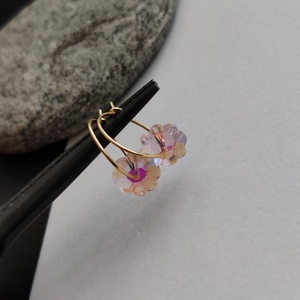 Kristályvirág... acél fülbevaló - ékszer - fülbevaló - lógó fülbevaló - Meska.hu