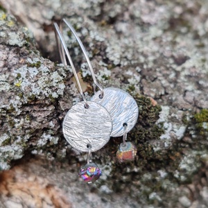 Drúzy kvarc alu korongos fülbevaló - ékszer - fülbevaló - lógó fülbevaló - Meska.hu