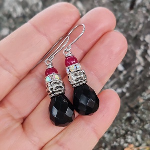 Ónix - achát fülbevaló - ékszer - fülbevaló - lógó fülbevaló - Meska.hu