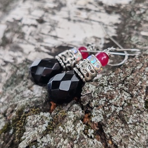 Ónix - achát fülbevaló, Ékszer, Fülbevaló, Lógó fülbevaló, Ékszerkészítés, MESKA