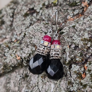 Ónix - achát fülbevaló - ékszer - fülbevaló - lógó fülbevaló - Meska.hu