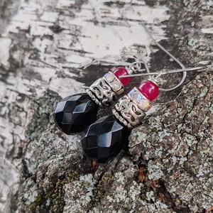 Ónix - achát fülbevaló - ékszer - fülbevaló - lógó fülbevaló - Meska.hu