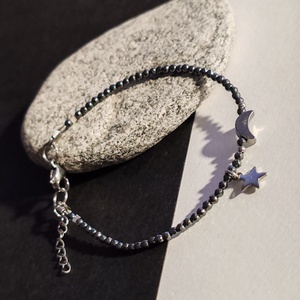 Minidesign... hold csillag - hematit karkötő - Meska.hu