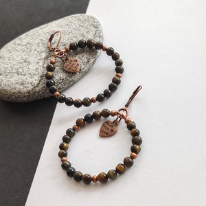 Sólyomszem réz karika fülbevaló  - ékszer - fülbevaló - karika fülbevaló - Meska.hu