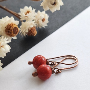 Szivacskorall réz fülbevaló  - ékszer - fülbevaló - lógó fülbevaló - Meska.hu