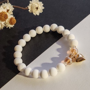 Kagylógyöngy - arany aurakvarc gumis karkötő , Ékszer, Karkötő, Gyöngyös karkötő, Ékszerkészítés, MESKA