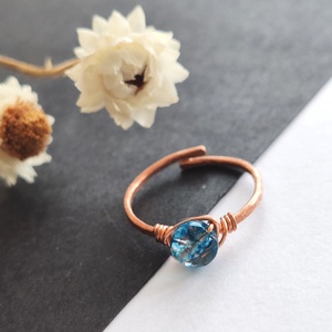 Vörösréz kvarc gyűrű , Ékszer, Gyűrű, Fonódó gyűrű, Ékszerkészítés, Fémmegmunkálás, MESKA
