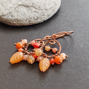 Napfény ... fürtös vörösréz fülbevaló - ékszer - fülbevaló - lógó fülbevaló - Meska.hu