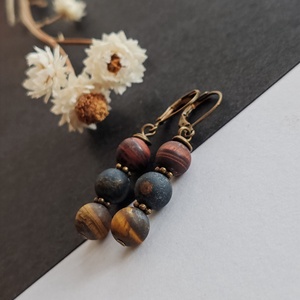 Matt tigrisszem fülbevaló - ékszer - fülbevaló - lógó fülbevaló - Meska.hu