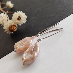 Nagy barokk gyöngy fülbevaló, Ékszer, Fülbevaló, Lógó fülbevaló, Ékszerkészítés, MESKA