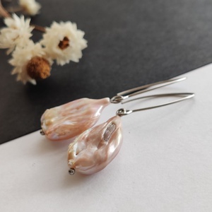 Nagy barokk gyöngy fülbevaló - ékszer - fülbevaló - lógó fülbevaló - Meska.hu