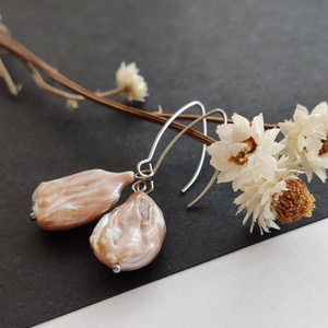 Nagy barokk gyöngy fülbevaló - ékszer - fülbevaló - lógó fülbevaló - Meska.hu