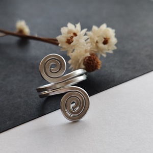 Dupla nagy csiga... ezüst alumínium gyűrű , Ékszer, Gyűrű, Fonódó gyűrű, Ékszerkészítés, Fémmegmunkálás, MESKA