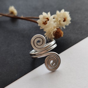 Dupla nagy csiga... ezüst alumínium gyűrű  - ékszer - gyűrű - fonódó gyűrű - Meska.hu