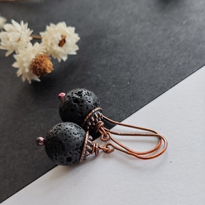 Lávakő réz fülbevaló  - ékszer - fülbevaló - lógó fülbevaló - Meska.hu