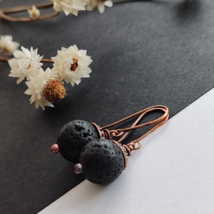 Lávakő réz fülbevaló  - ékszer - fülbevaló - lógó fülbevaló - Meska.hu