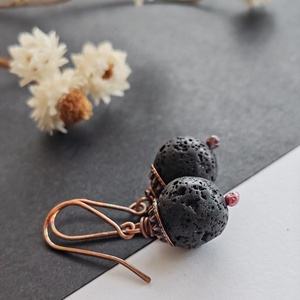 Lávakő réz fülbevaló  - ékszer - fülbevaló - lógó fülbevaló - Meska.hu