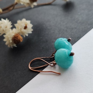 Jáde réz fülbevaló  - ékszer - fülbevaló - lógó fülbevaló - Meska.hu