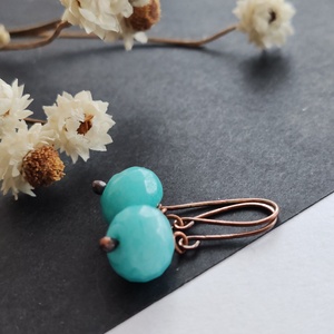 Jáde réz fülbevaló  - ékszer - fülbevaló - lógó fülbevaló - Meska.hu