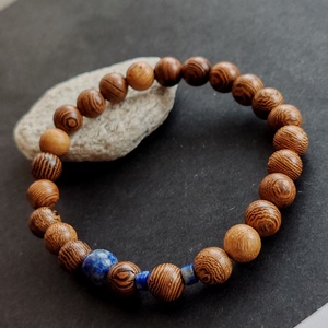 Venge fa - lápisz lazuli férfi gumis karkötő, Ékszer, Karkötő, Gyöngyös karkötő, Ékszerkészítés, MESKA