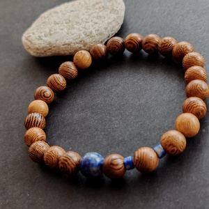 Venge fa - lápisz lazuli férfi gumis karkötő - ékszer - karkötő - gyöngyös karkötő - Meska.hu