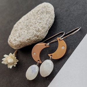 Holdkő - hold fülbevaló  - ékszer - fülbevaló - lógó fülbevaló - Meska.hu