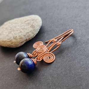 Csigás lápisz réz fülbevaló  - Meska.hu