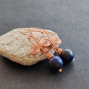 Csigás lápisz réz fülbevaló  - ékszer - fülbevaló - lógó fülbevaló - Meska.hu