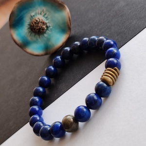 Lápisz lazuli - pirit karkötő , Ékszer, Karkötő, Gyöngyös karkötő, Ékszerkészítés, MESKA