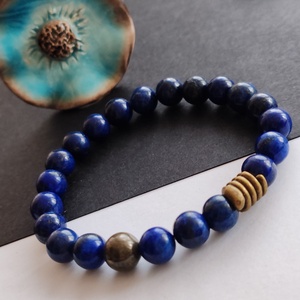 Lápisz lazuli - pirit karkötő  - ékszer - karkötő - gyöngyös karkötő - Meska.hu