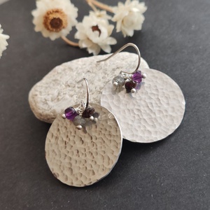 Alumínium korong - ásvány fülbevaló  - ékszer - fülbevaló - lógó fülbevaló - Meska.hu