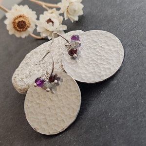 Alumínium korong - ásvány fülbevaló  - ékszer - fülbevaló - lógó fülbevaló - Meska.hu