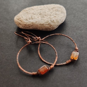 Hesszonit gránát vörösréz fülbevaló  - Meska.hu