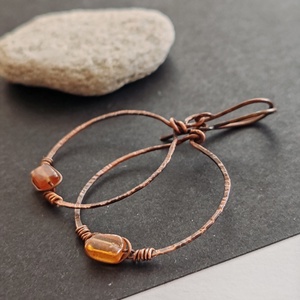 Hesszonit gránát vörösréz fülbevaló  - ékszer - fülbevaló - lógó fülbevaló - Meska.hu