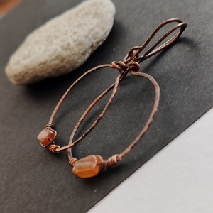 Hesszonit gránát vörösréz fülbevaló  - ékszer - fülbevaló - lógó fülbevaló - Meska.hu