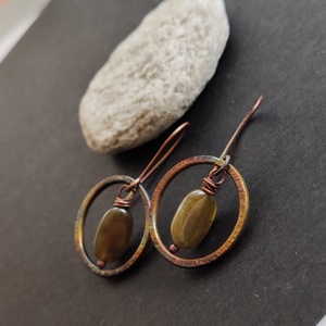 Szivárványos gránát fülbevaló , Ékszer, Fülbevaló, Lógó fülbevaló, Ékszerkészítés, Fémmegmunkálás, MESKA