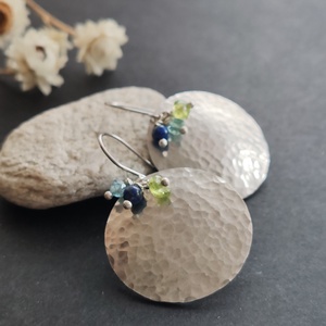 Alumínium korong - ásvány fülbevaló  - ékszer - fülbevaló - lógó fülbevaló - Meska.hu