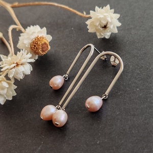 Tenyésztett gyöngy nemesacél fülbevaló  - Meska.hu