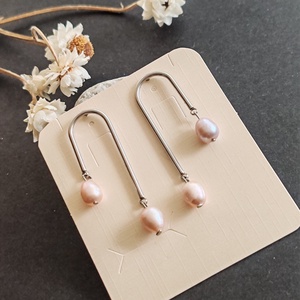 Tenyésztett gyöngy nemesacél fülbevaló  - ékszer - fülbevaló - csillár fülbevaló - Meska.hu