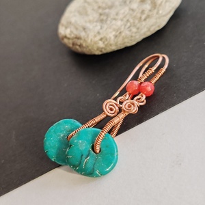 Türkinit vörösréz fülbevaló  - Meska.hu